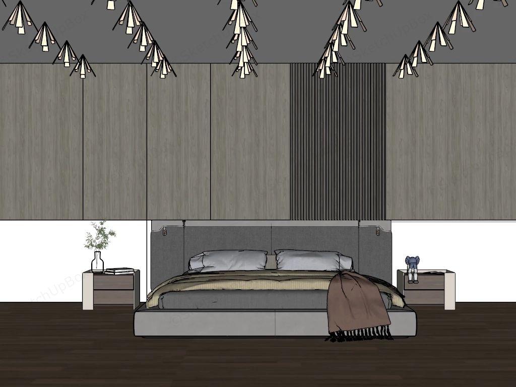 Modern Low Profile Platform Bed sketchup model preview - SketchupBox