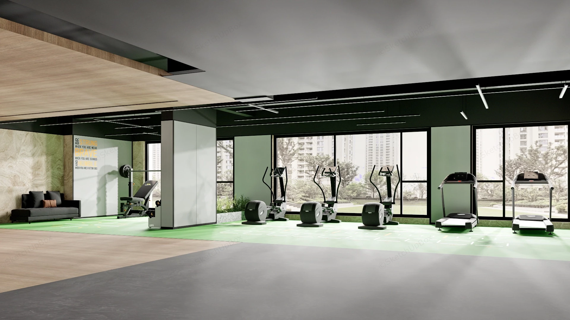 Office Gym Design sketchup model preview - SketchupBox