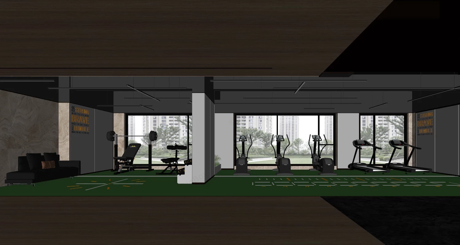 Office Gym Design sketchup model preview - SketchupBox