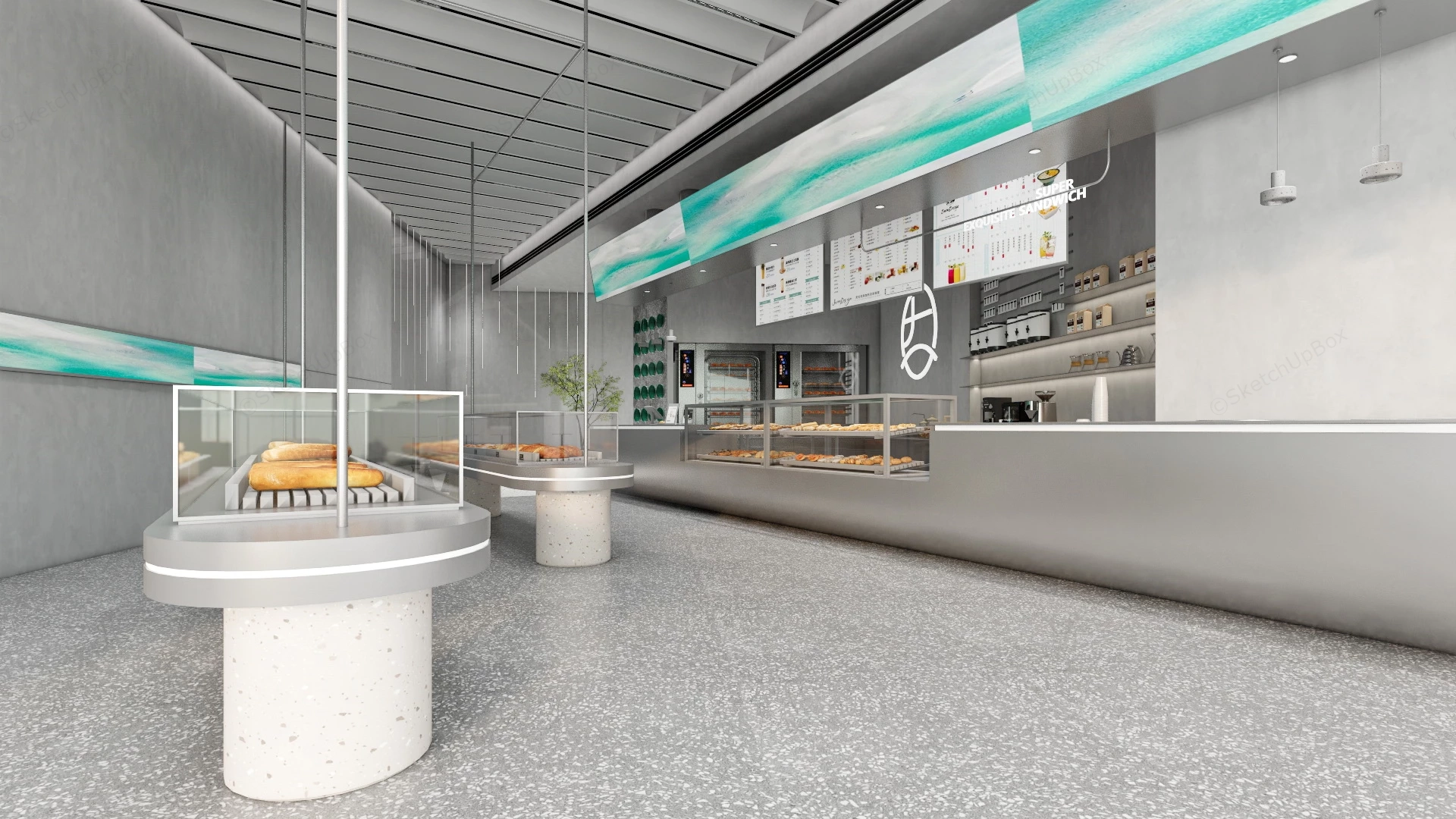 Modern Bakery Interior Design sketchup model preview - SketchupBox