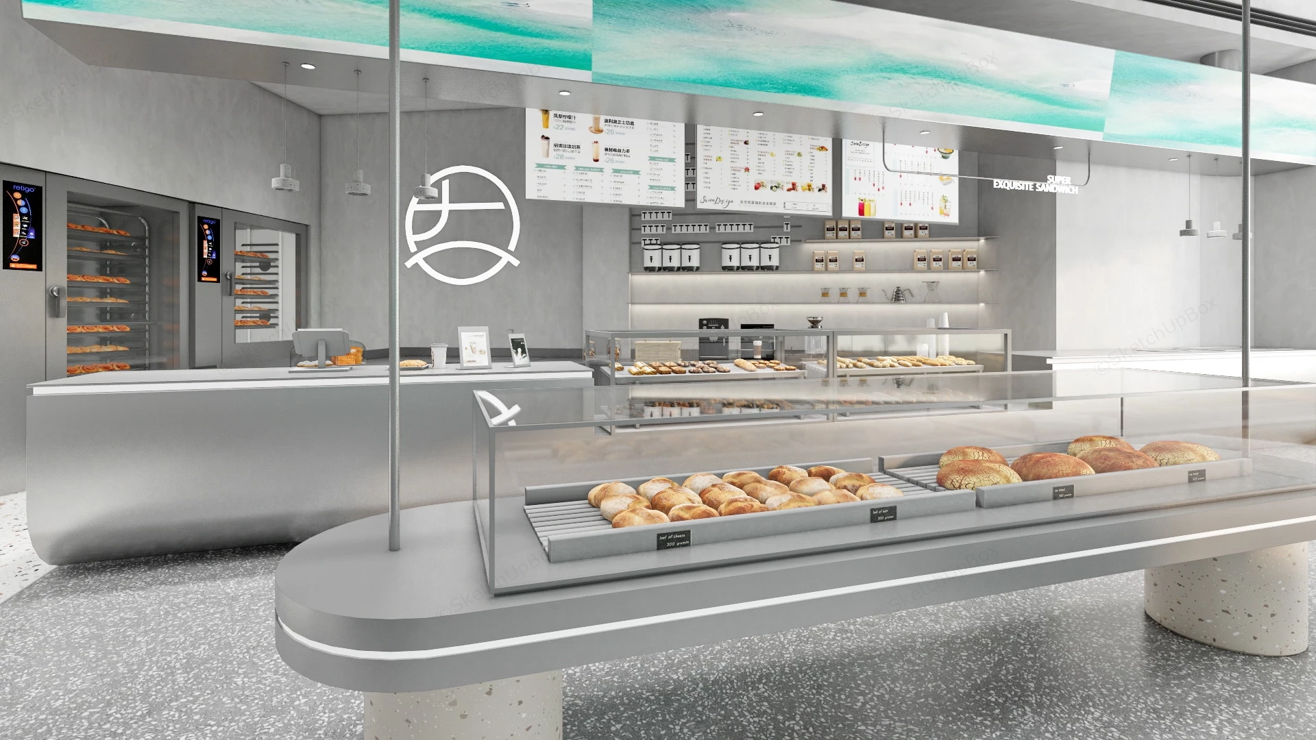 Modern Bakery Interior Design sketchup model preview - SketchupBox