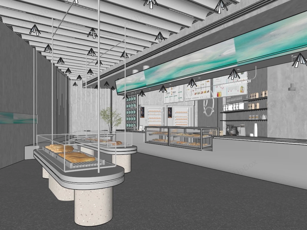 Modern Bakery Interior Design sketchup model preview - SketchupBox