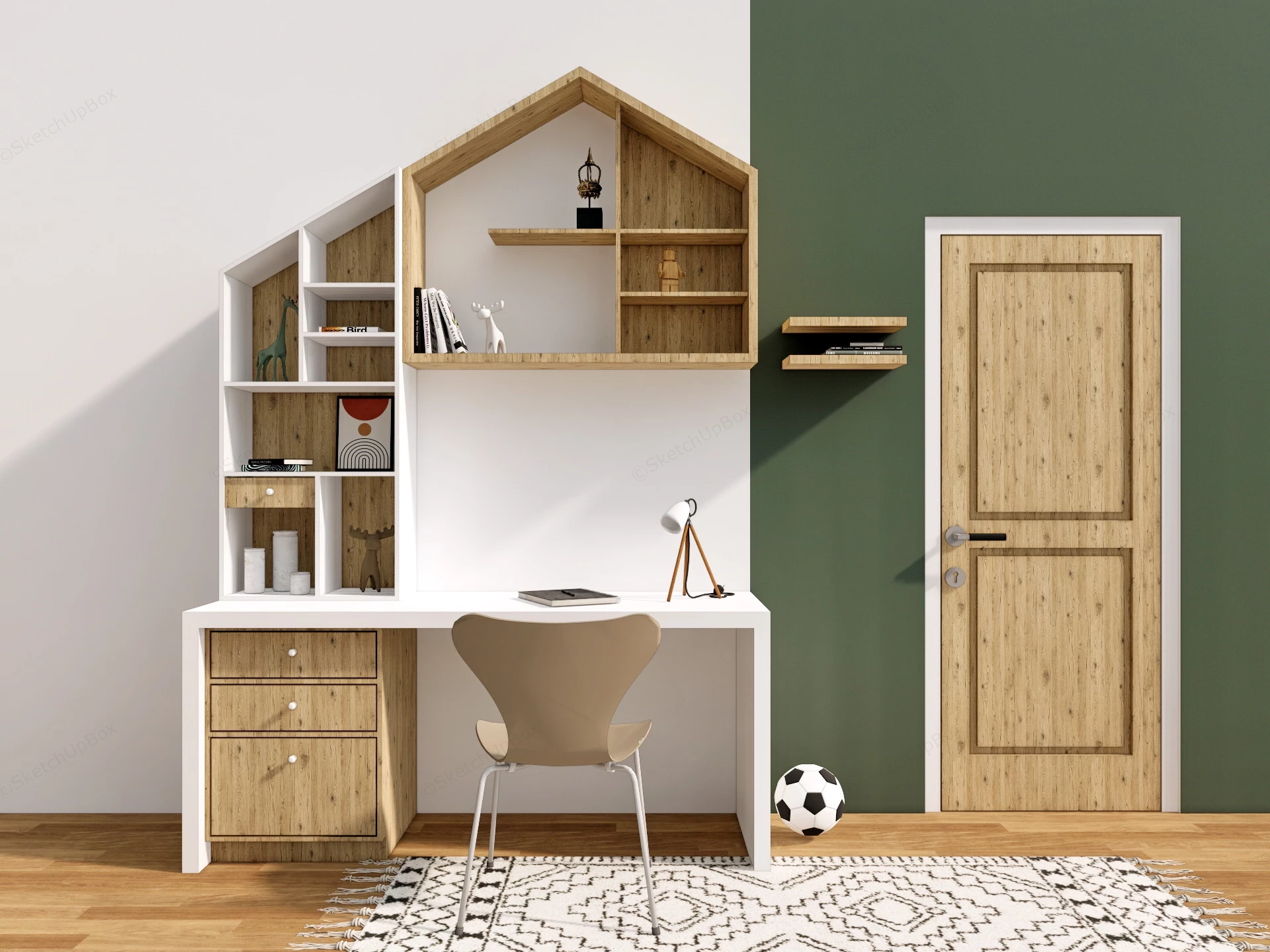 Built In Children Desk sketchup model preview - SketchupBox