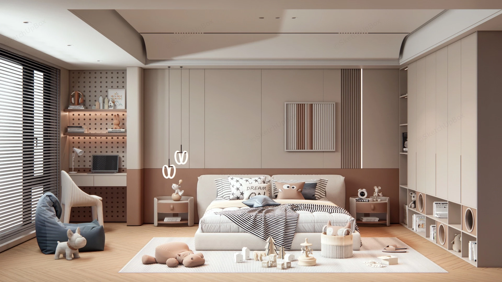 Spacious Kids Room Design sketchup model preview - SketchupBox