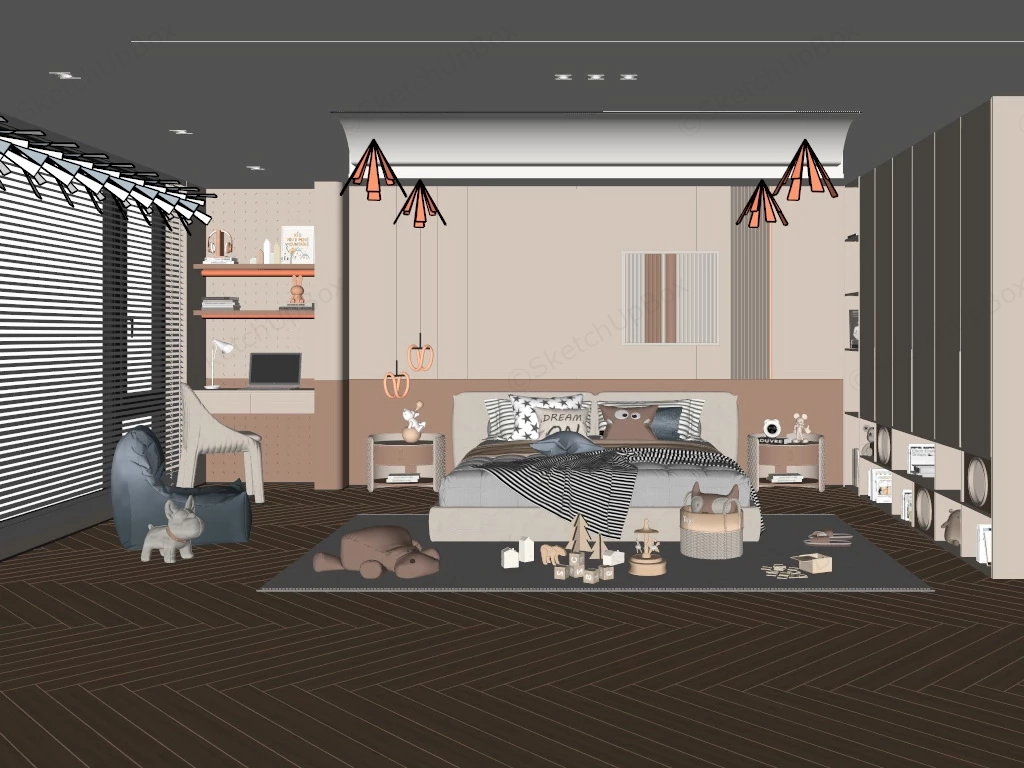 Spacious Kids Room Design sketchup model preview - SketchupBox