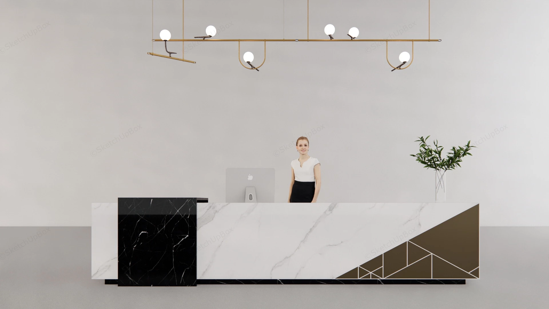 Marble Reception Desk Design sketchup model preview - SketchupBox