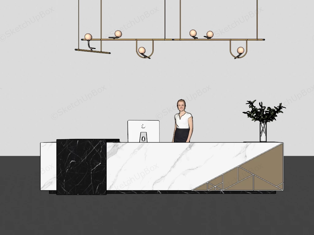 Marble Reception Desk Design sketchup model preview - SketchupBox