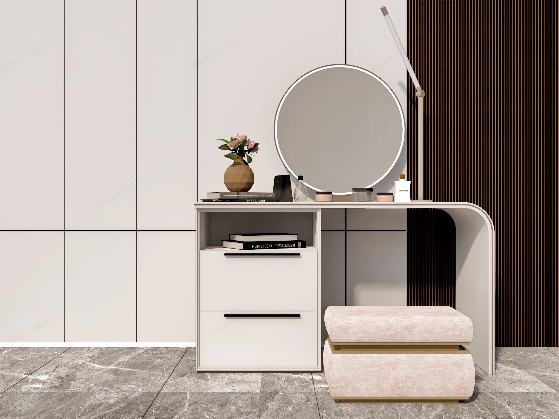 Modern Vanity Dressing Table sketchup model preview - SketchupBox