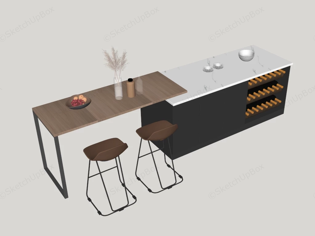 Kitchen Island With Wine Storage sketchup model preview - SketchupBox