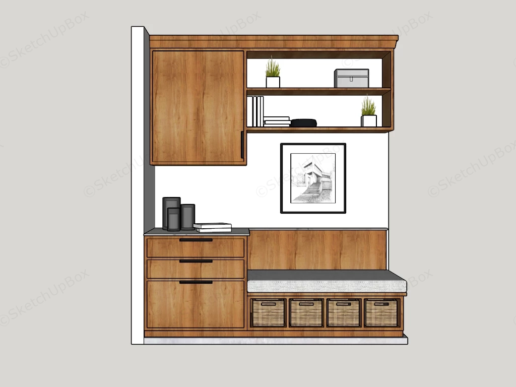 Entryway Bench With Storage And Shelf sketchup model preview - SketchupBox