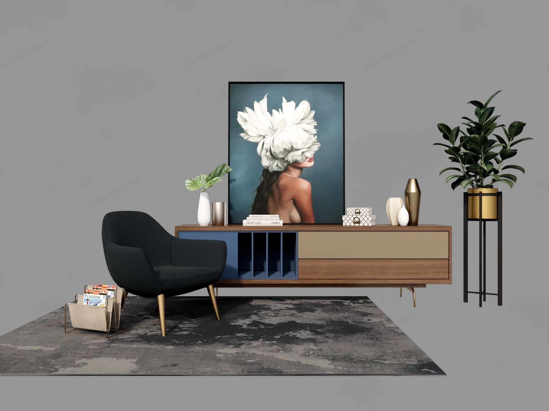 Modern Living Room Sideboard sketchup model preview - SketchupBox