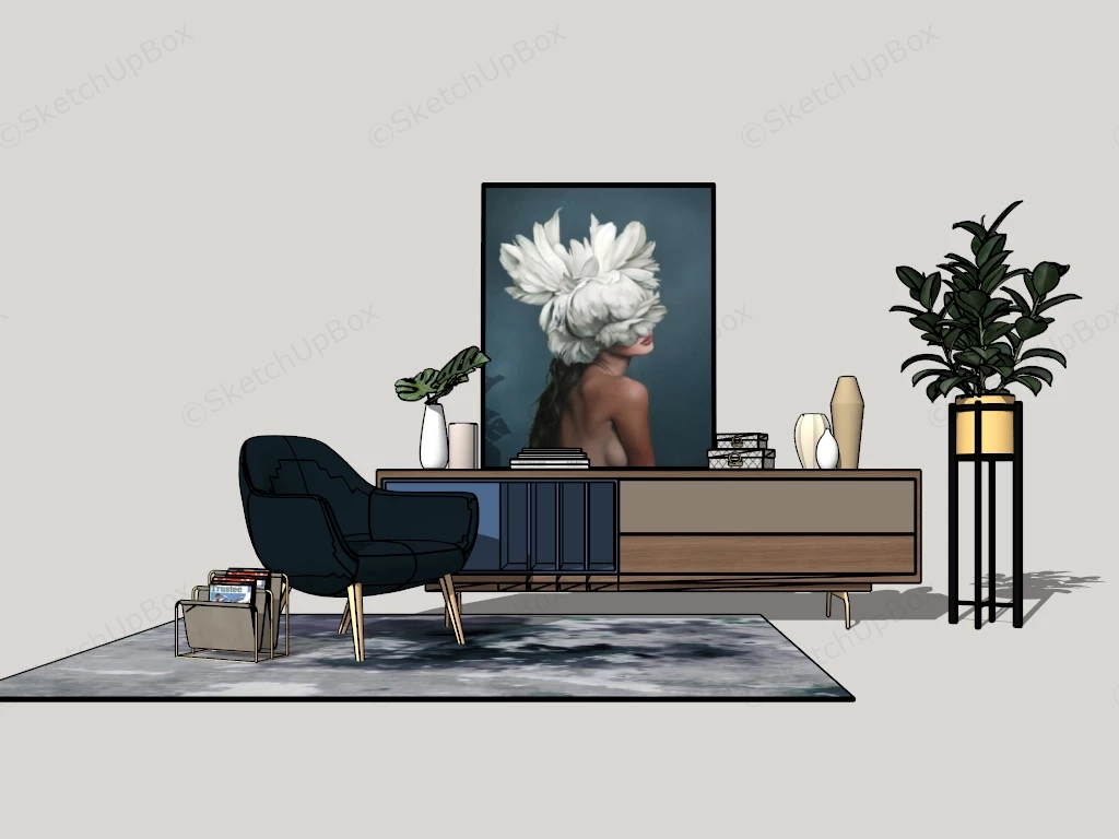 Modern Living Room Sideboard sketchup model preview - SketchupBox