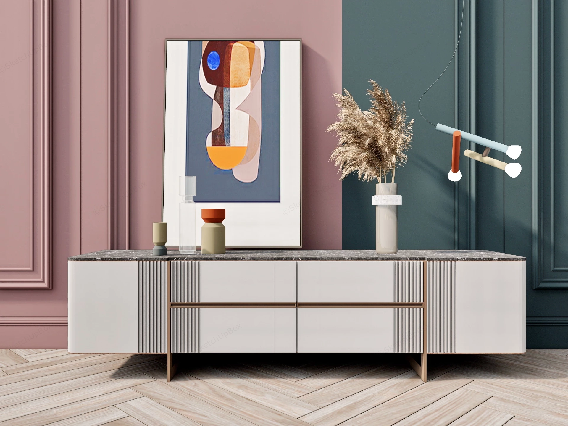 Modern TV Stand Sideboard sketchup model preview - SketchupBox