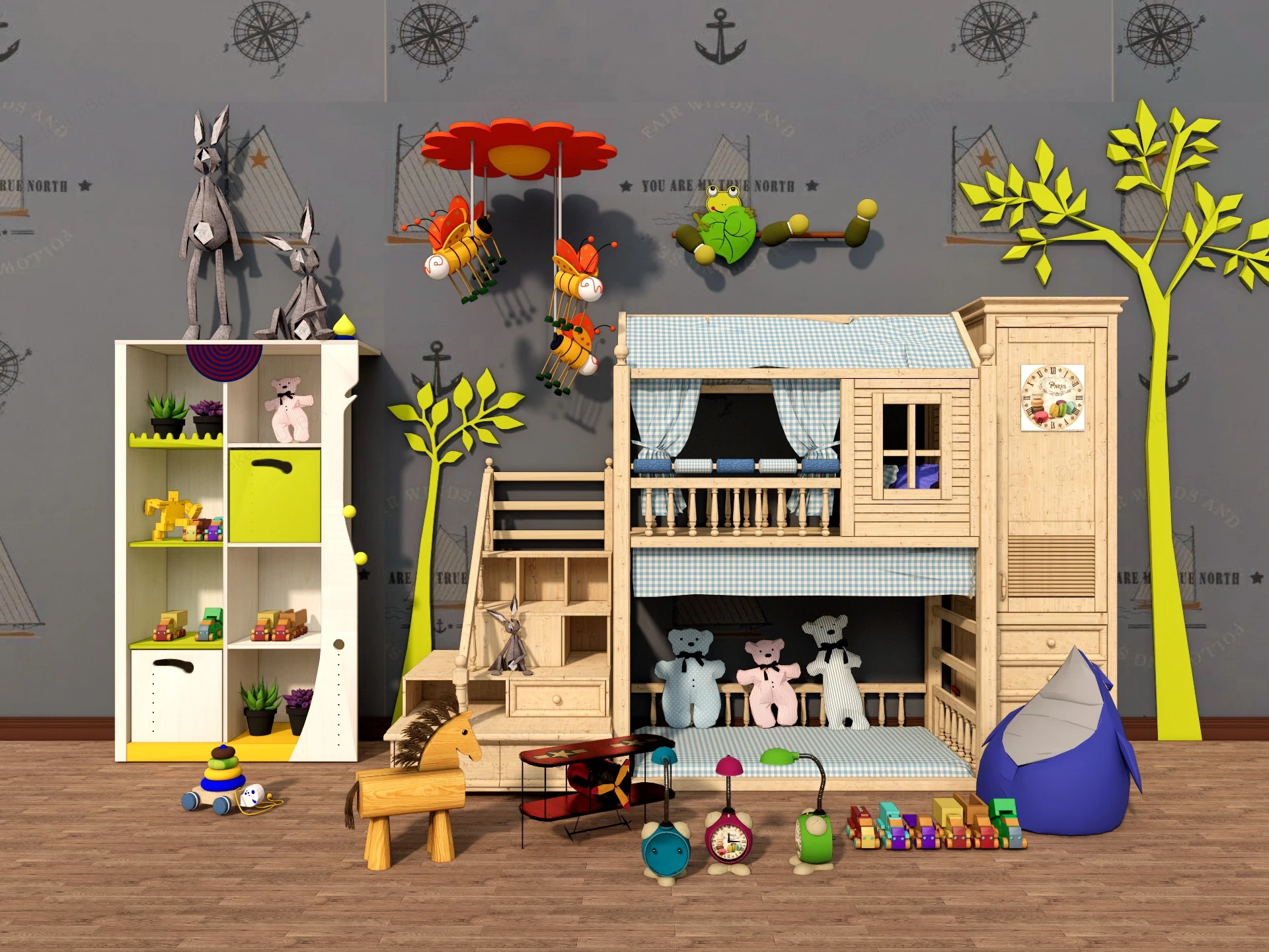 Toddler Bedroom Furniture sketchup model preview - SketchupBox