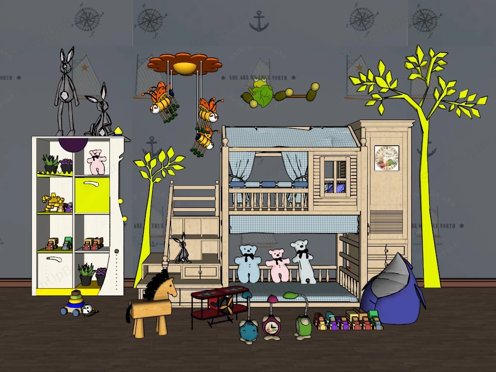 Toddler Bedroom Furniture sketchup model preview - SketchupBox