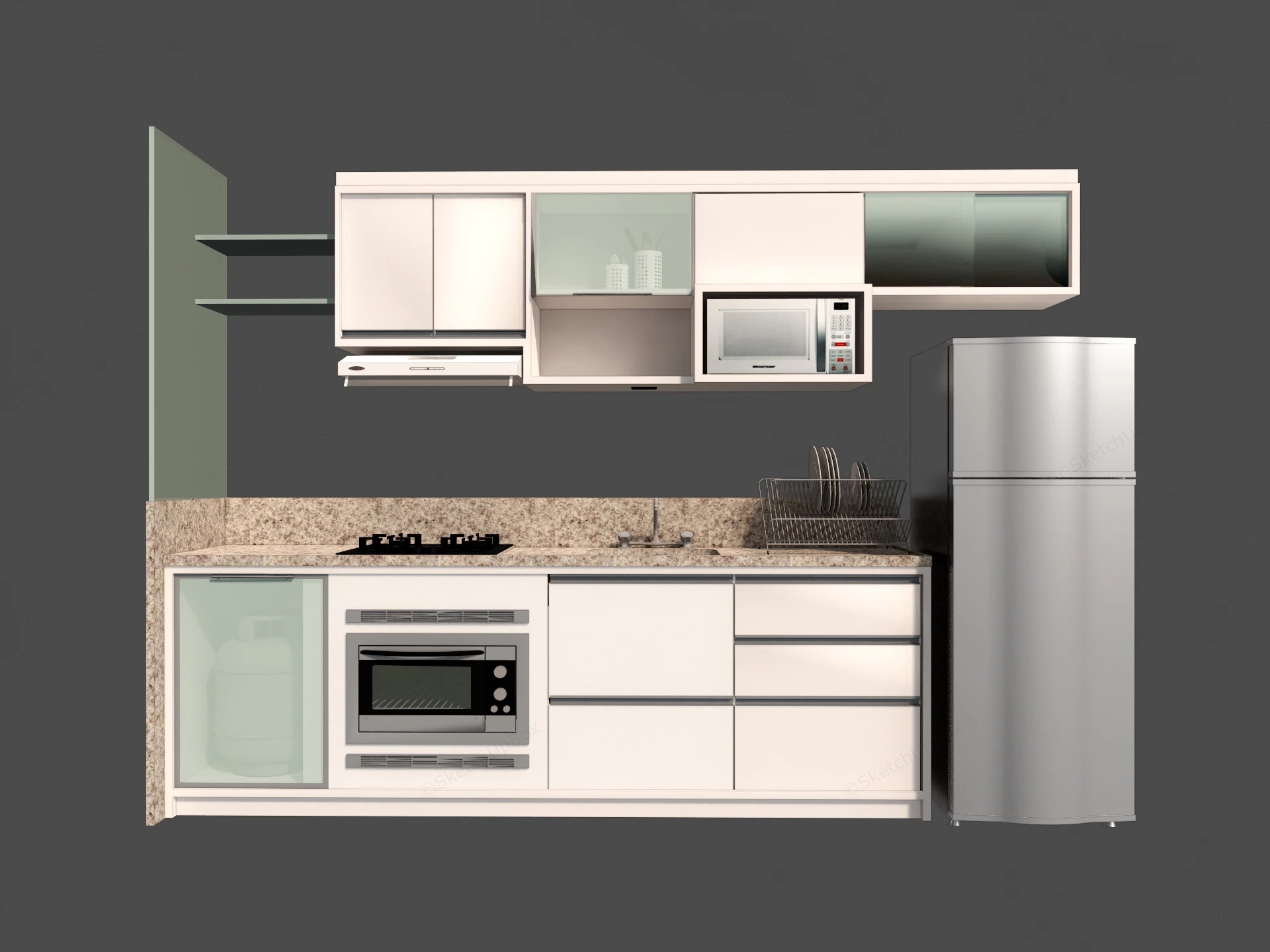 Small Kitchen Cabinet Set sketchup model preview - SketchupBox