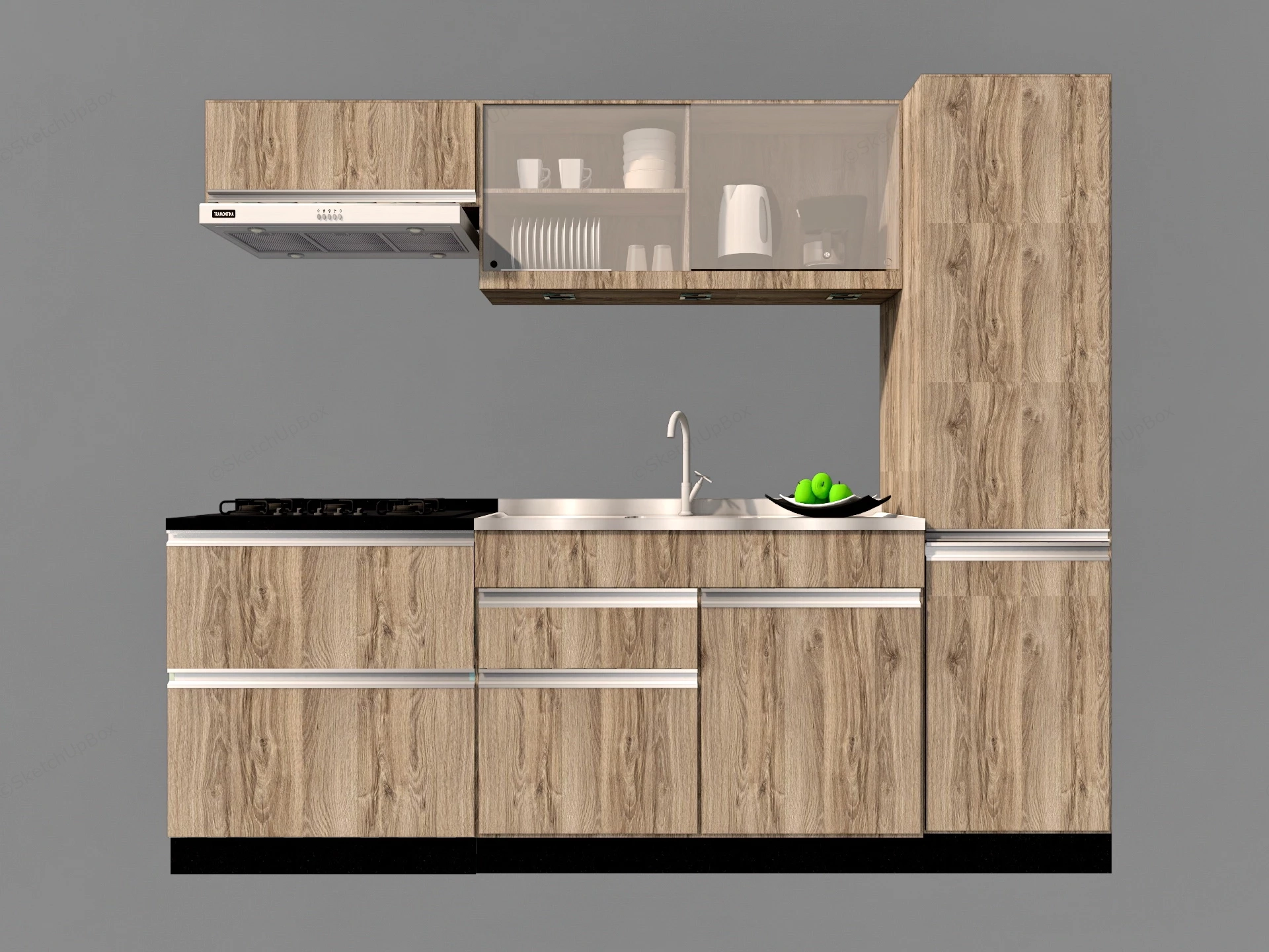 Brown Wood Kitchen Cabinet sketchup model preview - SketchupBox