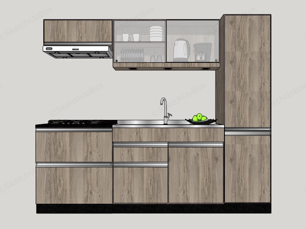Brown Wood Kitchen Cabinet sketchup model preview - SketchupBox