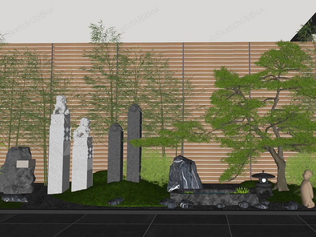 Zen Patio Garden sketchup model preview - SketchupBox