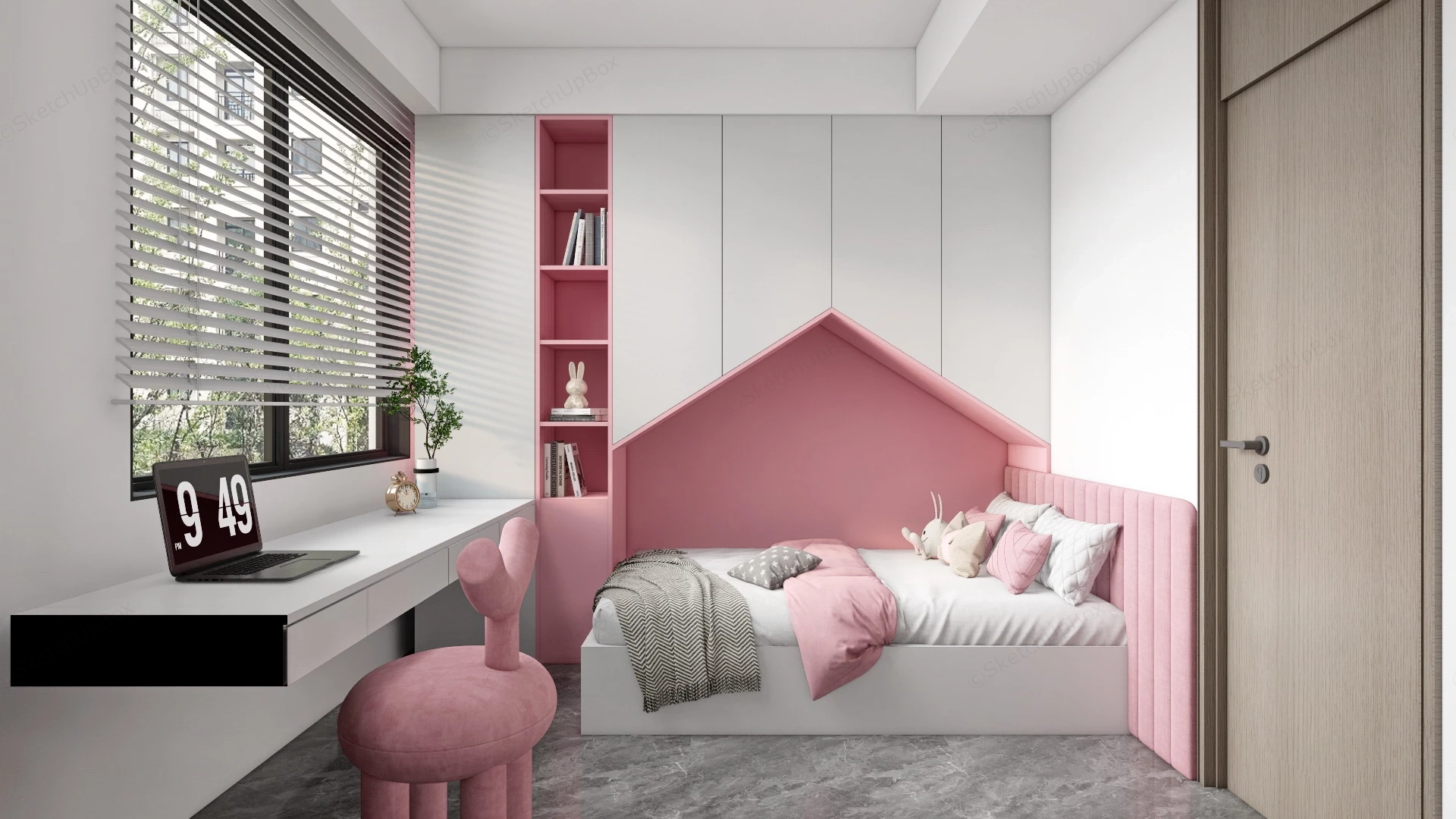 Small Teen Girls Bedroom sketchup model preview - SketchupBox