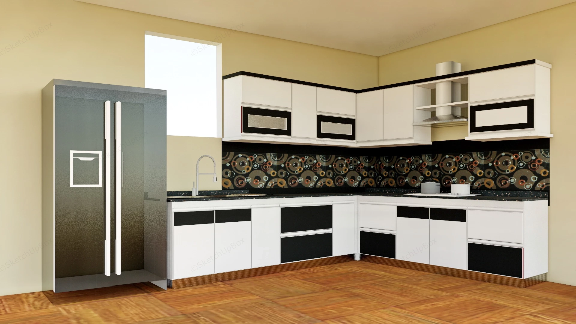 Black And White Kitchen Cabinets sketchup model preview - SketchupBox