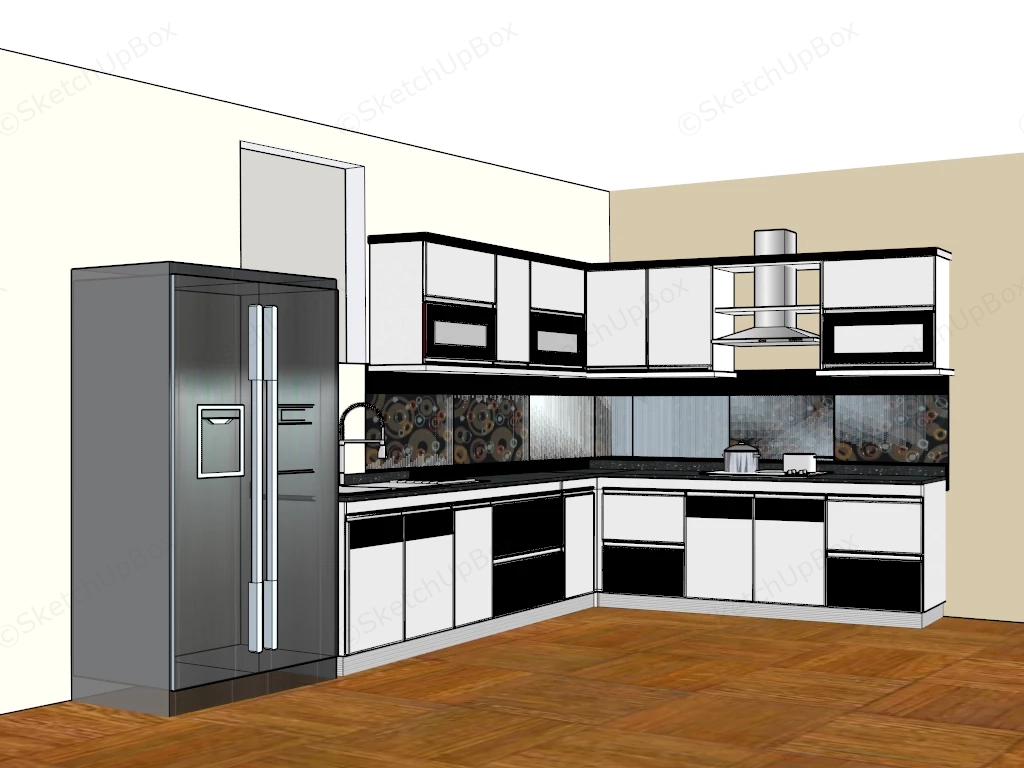 Black And White Kitchen Cabinets sketchup model preview - SketchupBox
