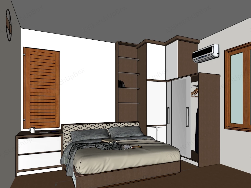 Small Adult Bedroom sketchup model preview - SketchupBox