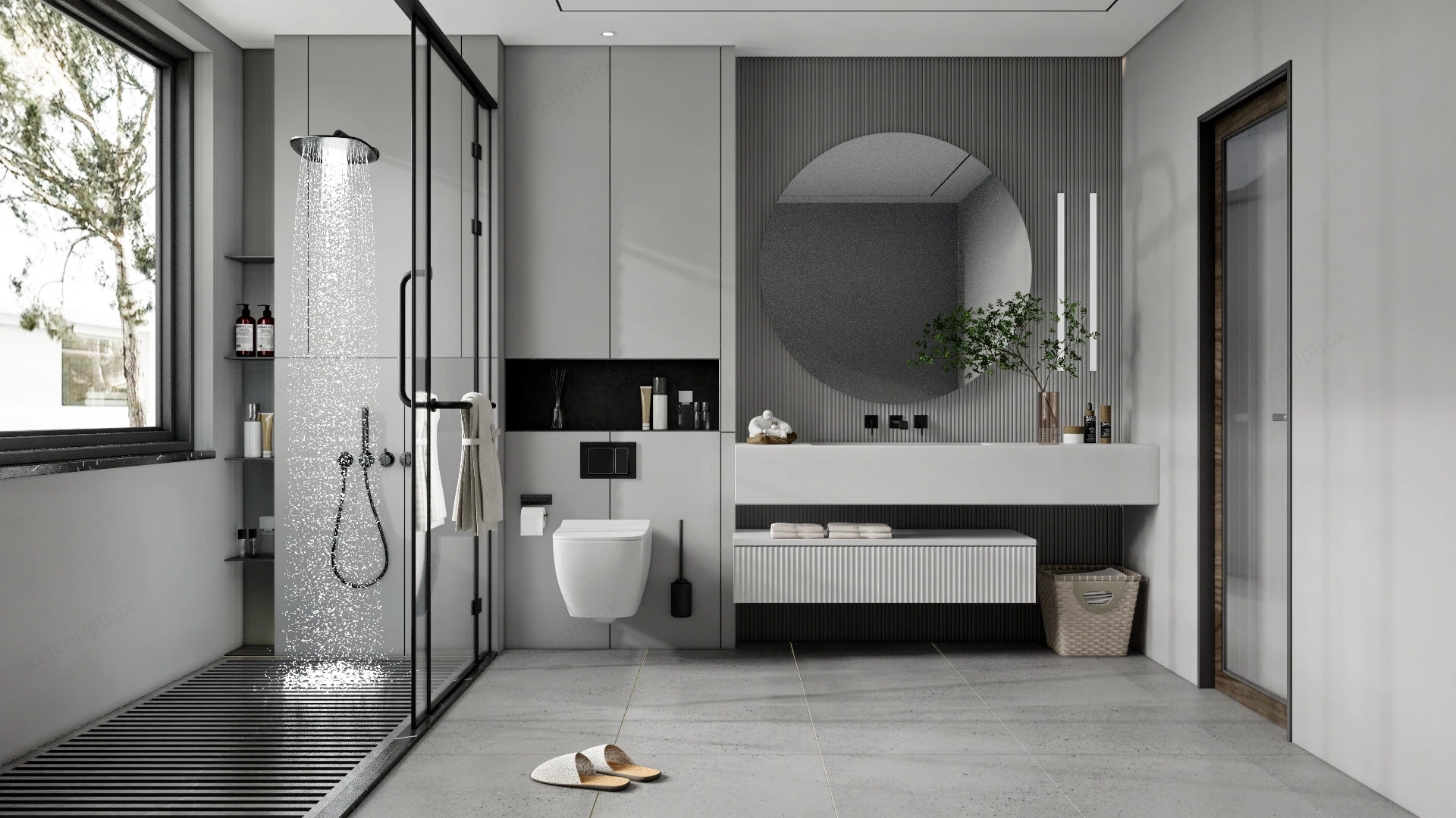 Modern Neutral Bathroom sketchup model preview - SketchupBox