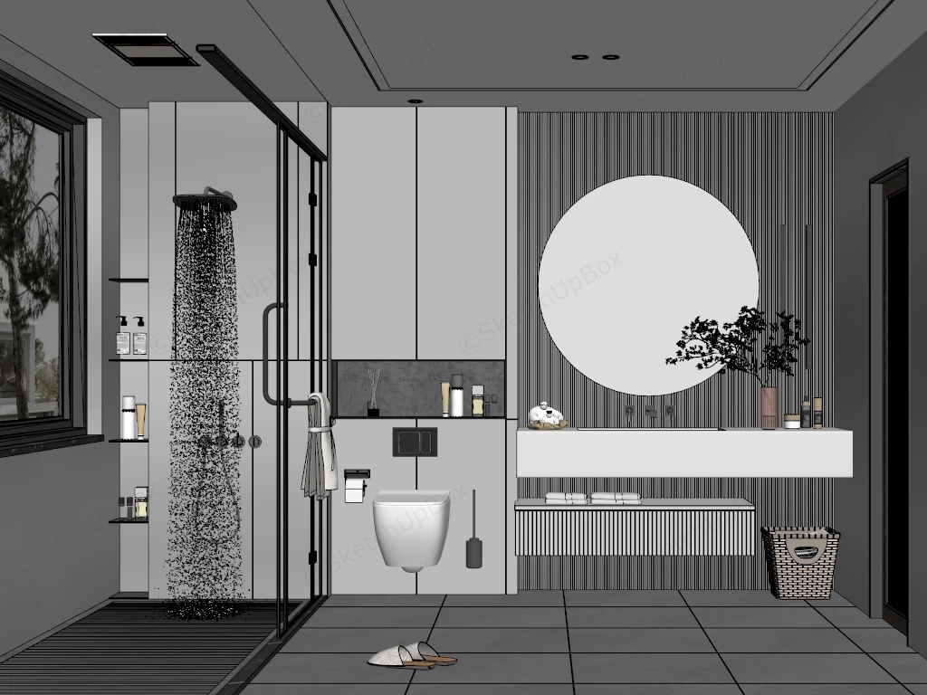 Modern Neutral Bathroom sketchup model preview - SketchupBox