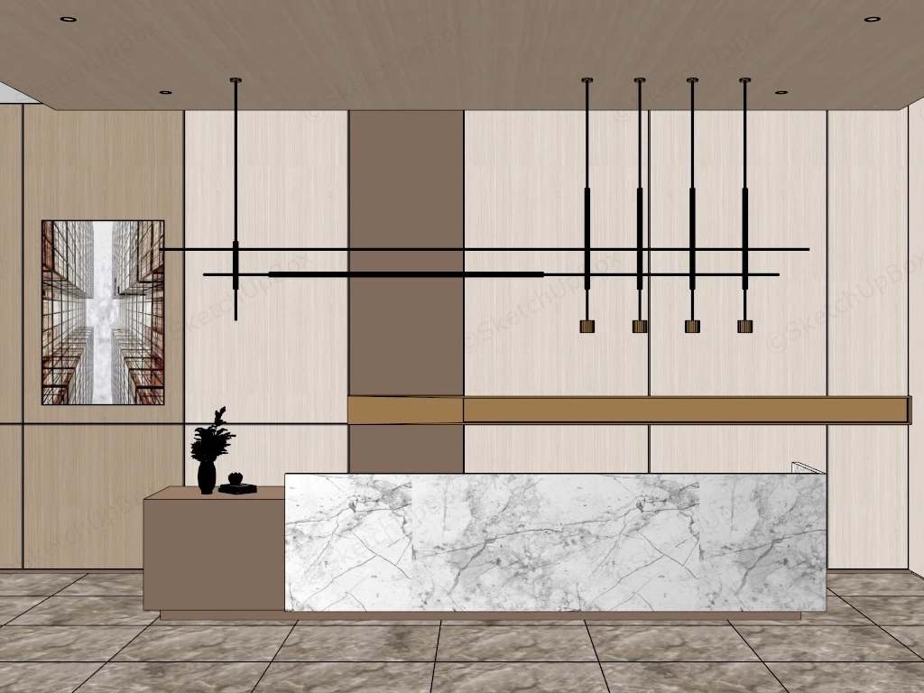 Commercial Reception Desk sketchup model preview - SketchupBox
