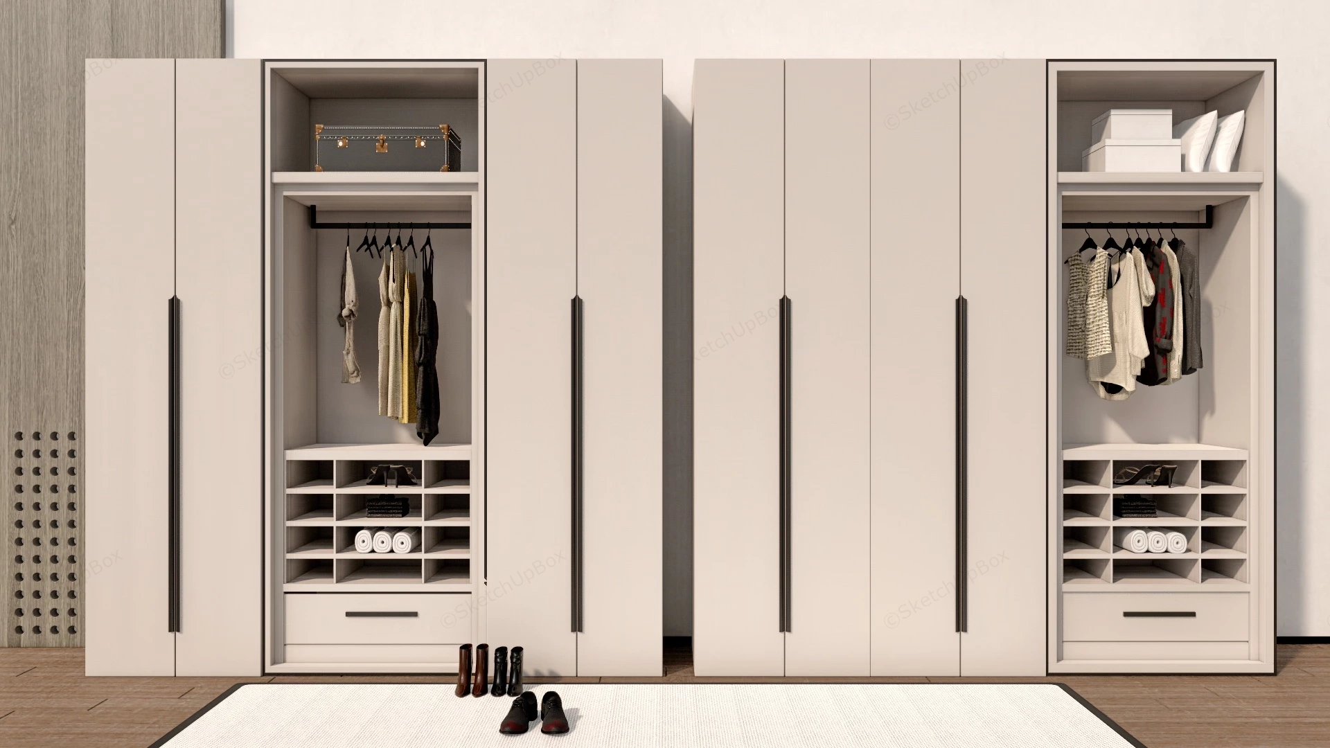 Modern Bedroom Wardrobe Closet sketchup model preview - SketchupBox