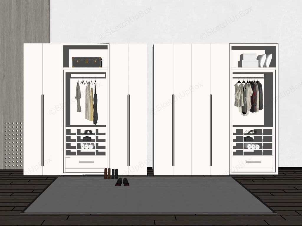 Modern Bedroom Wardrobe Closet sketchup model preview - SketchupBox