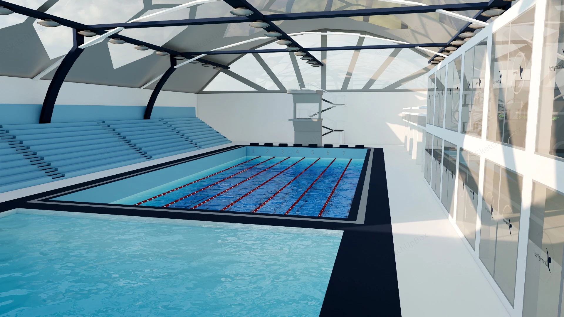 Fitness Center Swimming Pool sketchup model preview - SketchupBox