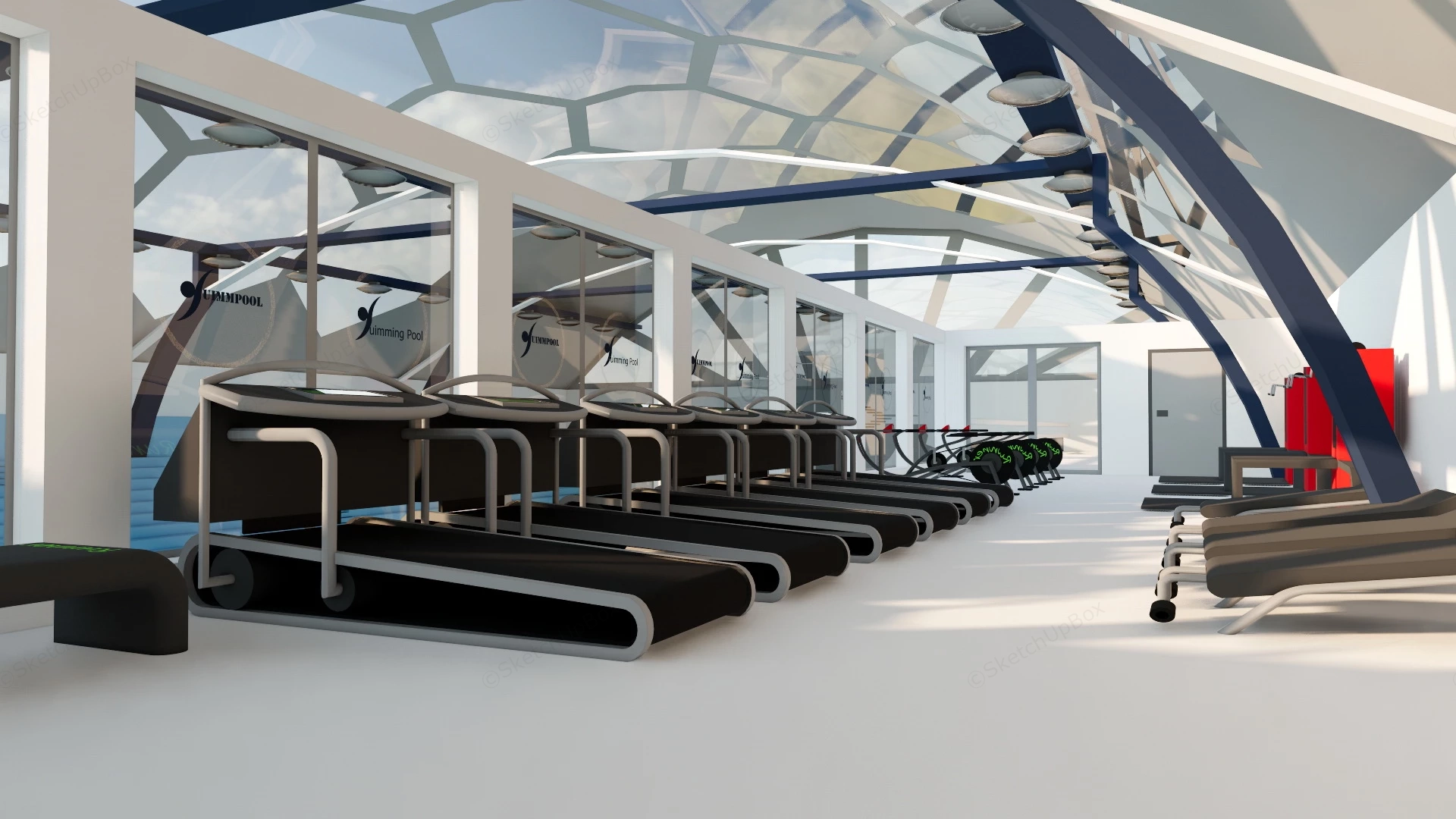 Fitness Center Swimming Pool sketchup model preview - SketchupBox