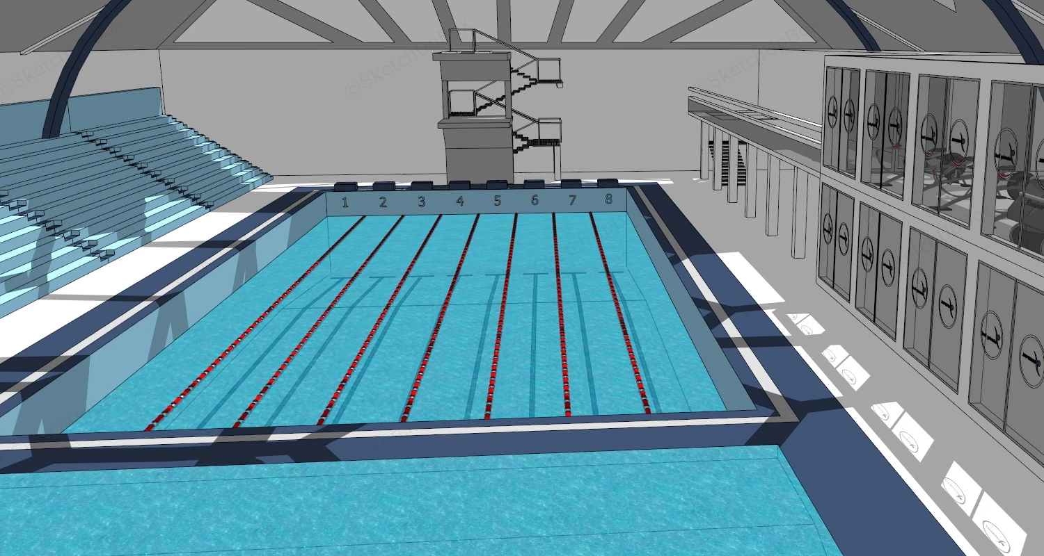 Fitness Center Swimming Pool sketchup model preview - SketchupBox