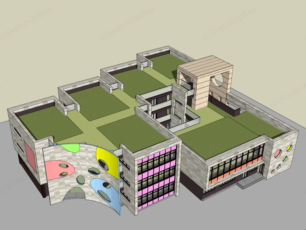 Kindergarten School Buildings sketchup model preview - SketchupBox