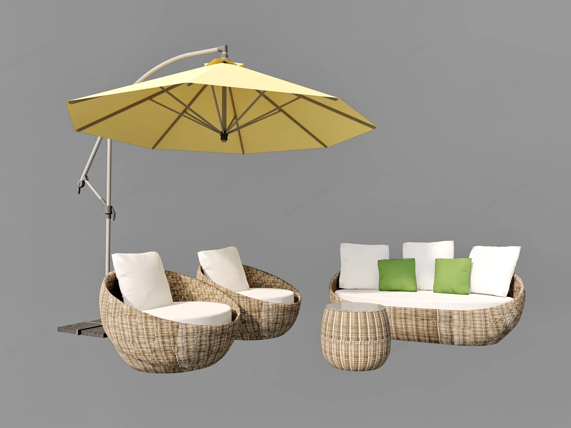Rattan Patio Furniture Set sketchup model preview - SketchupBox