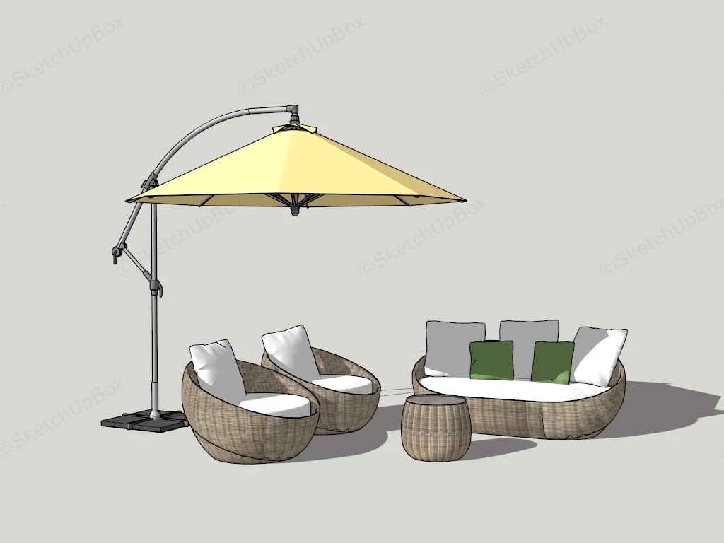 Rattan Patio Furniture Set sketchup model preview - SketchupBox