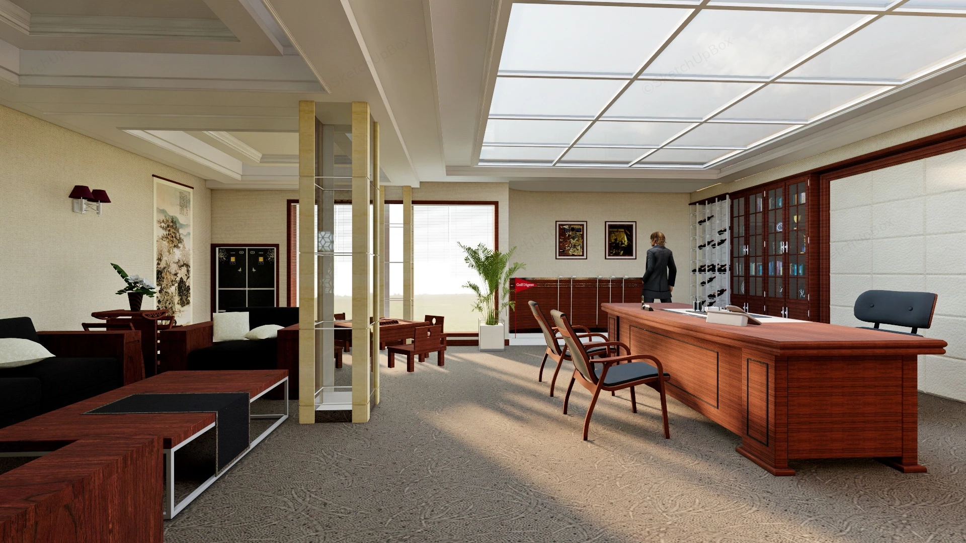 Traditional Office Interior sketchup model preview - SketchupBox