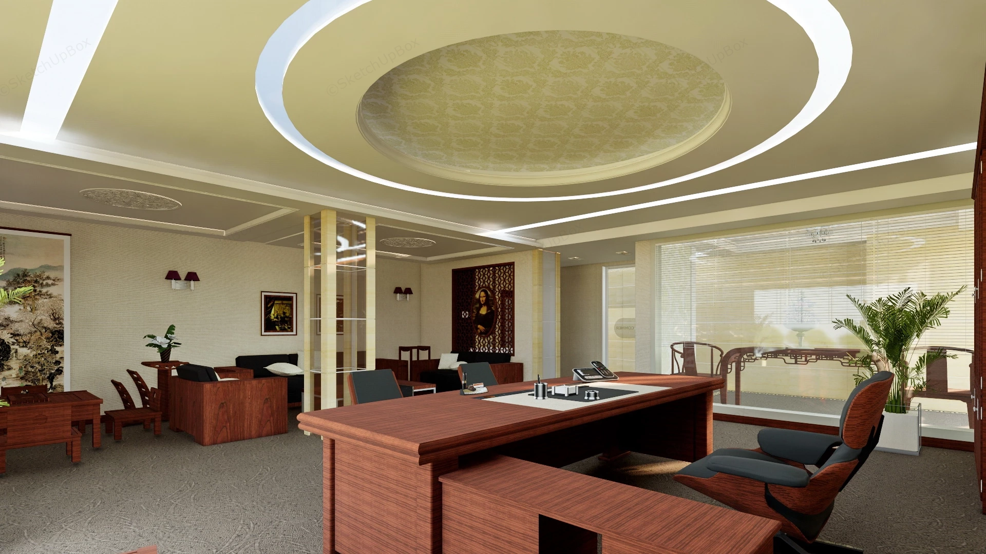 Traditional Office Interior sketchup model preview - SketchupBox