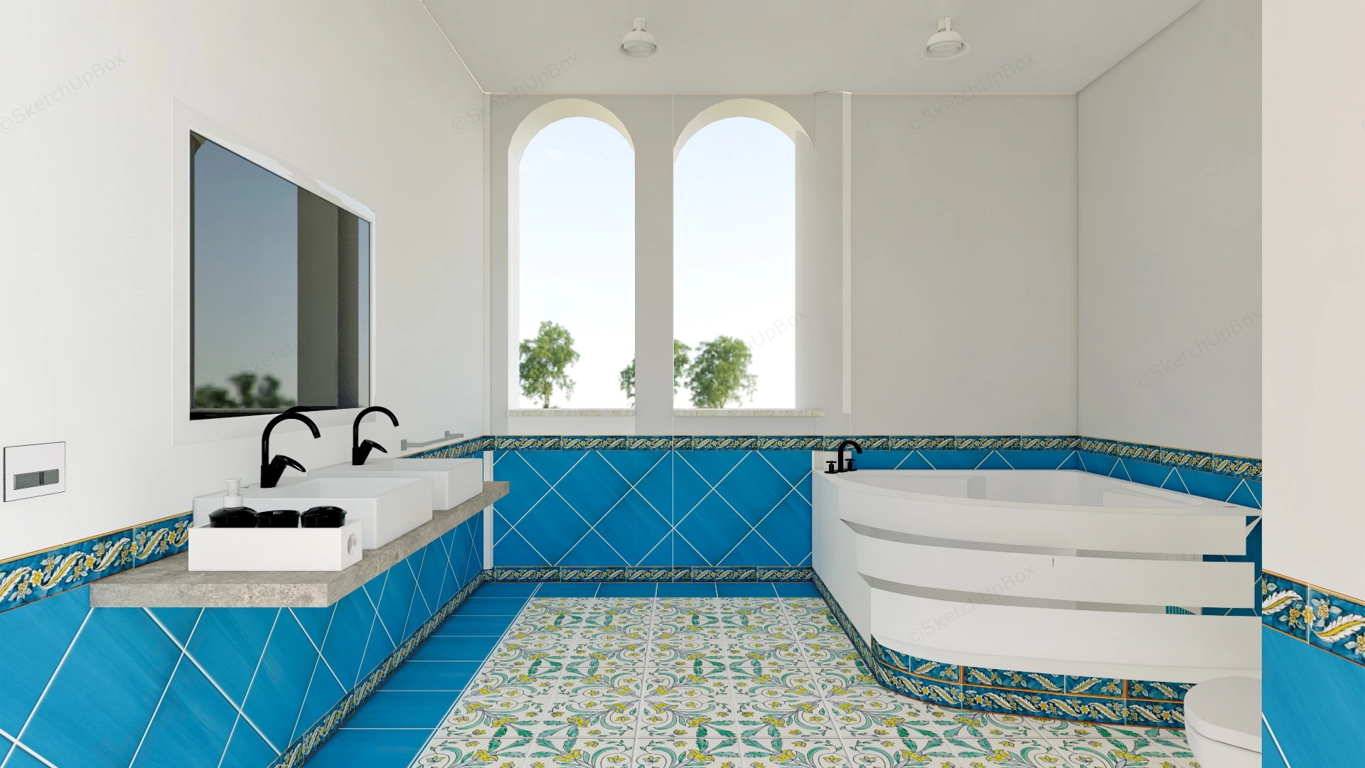 Blue And White Bathroom sketchup model preview - SketchupBox