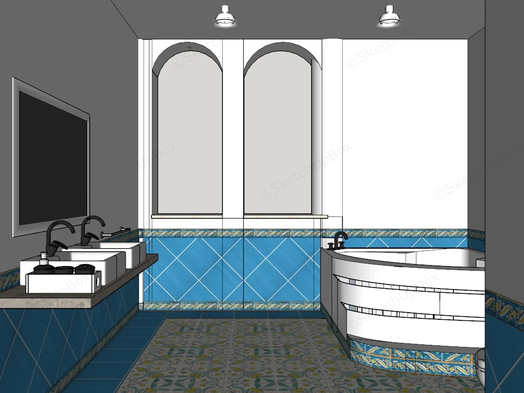 Blue And White Bathroom sketchup model preview - SketchupBox