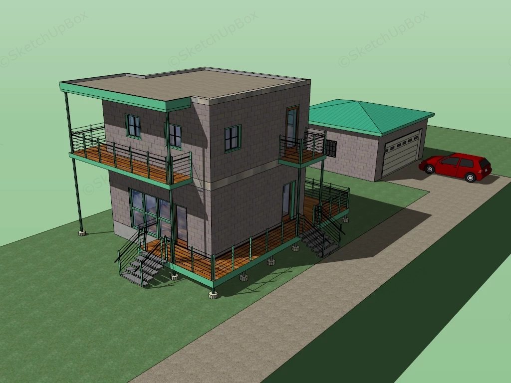 Old Box House sketchup model preview - SketchupBox