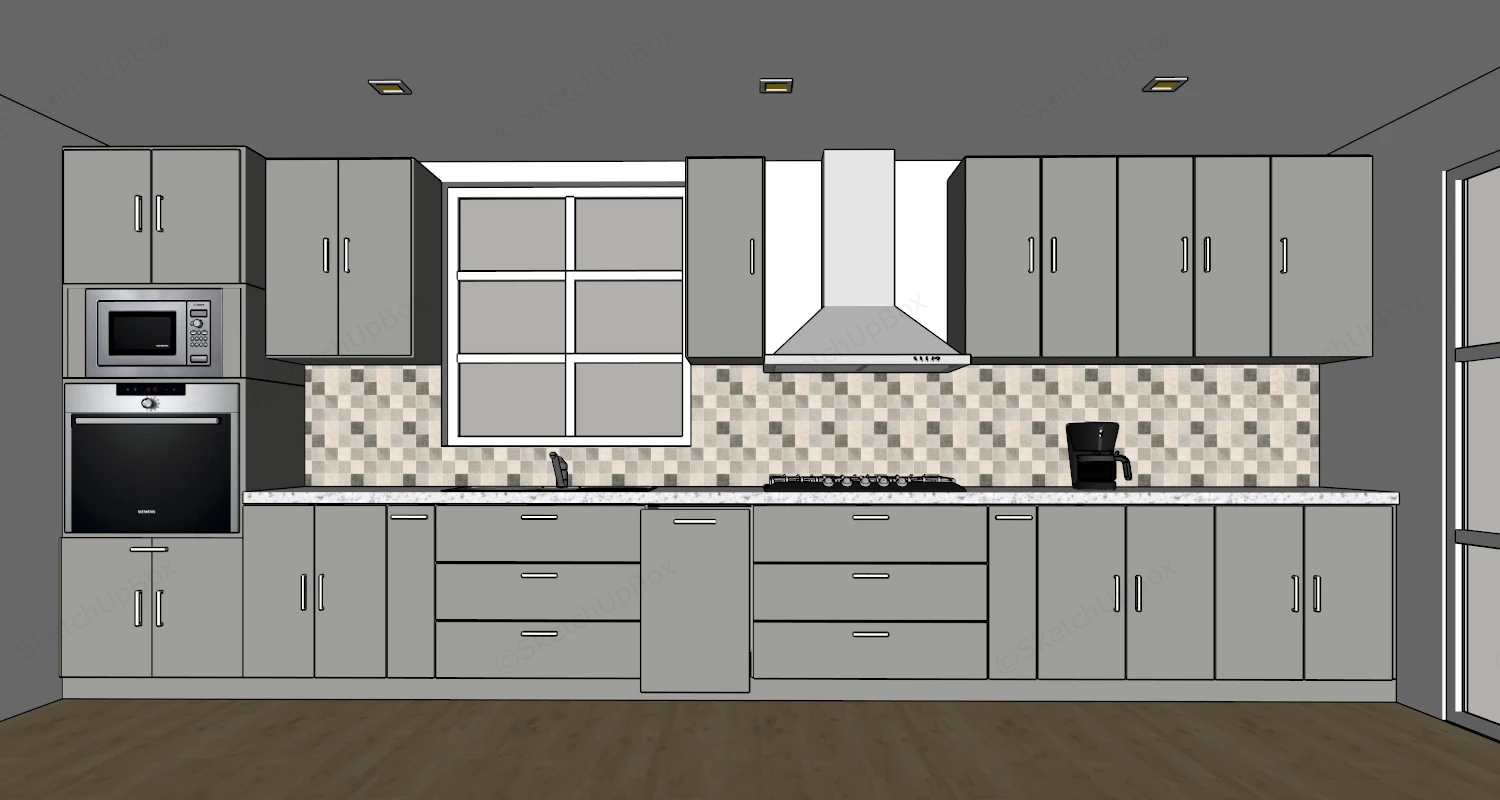 Modern Grey Kitchen sketchup model preview - SketchupBox