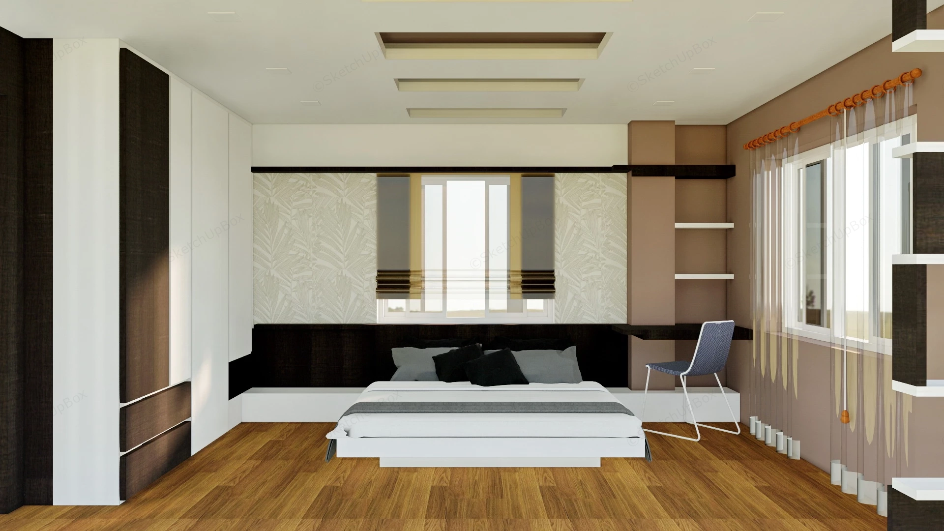 Modern Male Bedroom sketchup model preview - SketchupBox