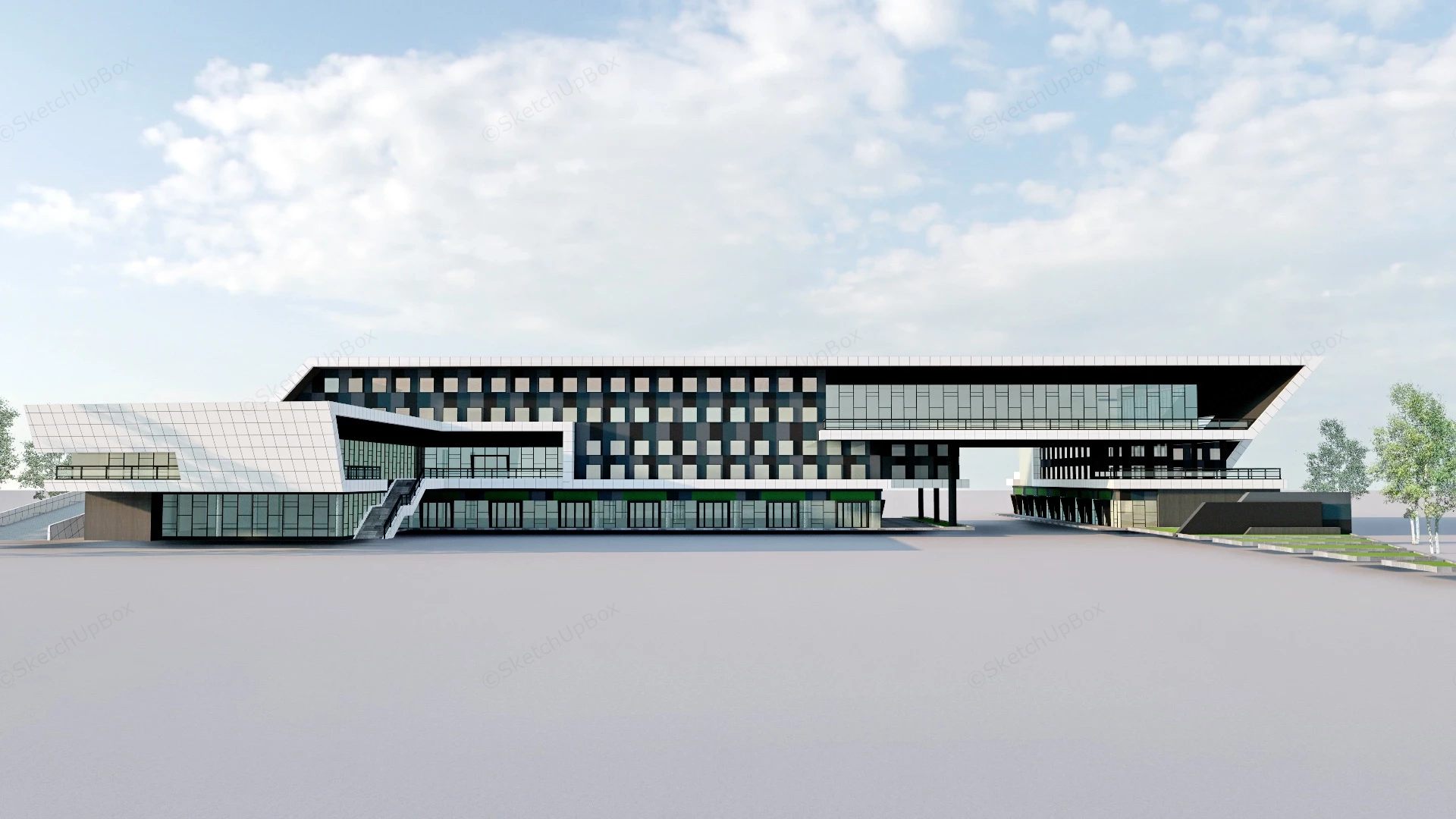 Modern Corporate Office Building sketchup model preview - SketchupBox