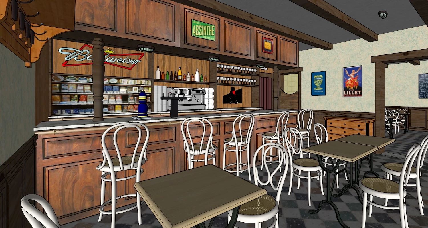 Retro Coffee Bar Interior sketchup model preview - SketchupBox