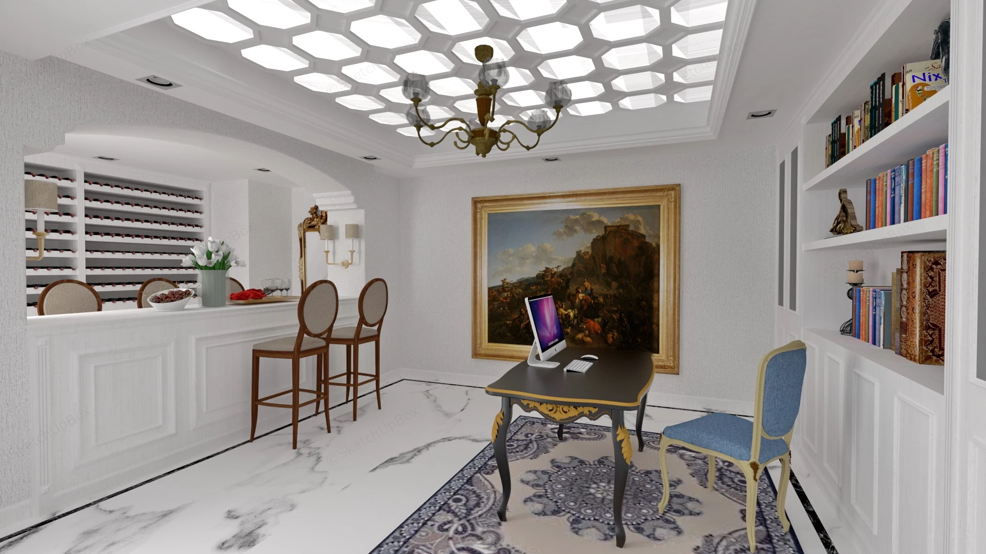 Classic Home Office sketchup model preview - SketchupBox