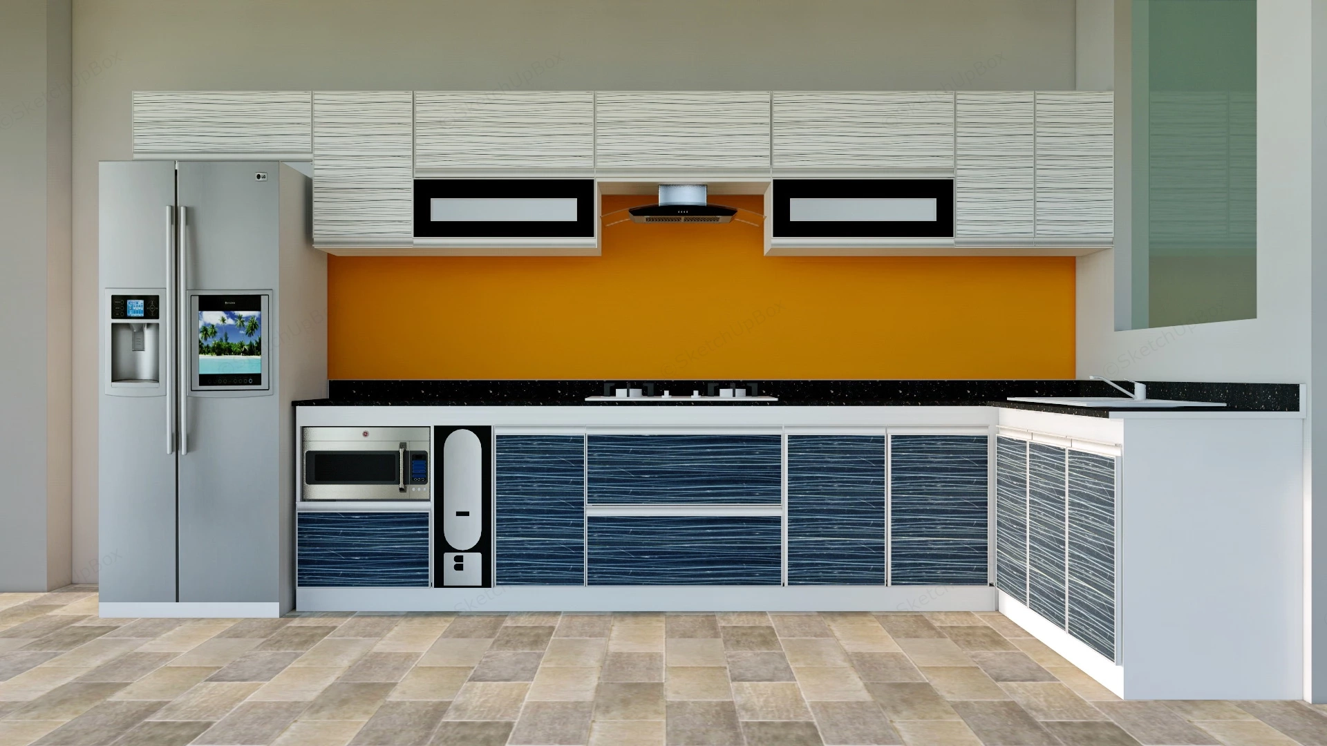 Contemporary Kitchen Idea sketchup model preview - SketchupBox