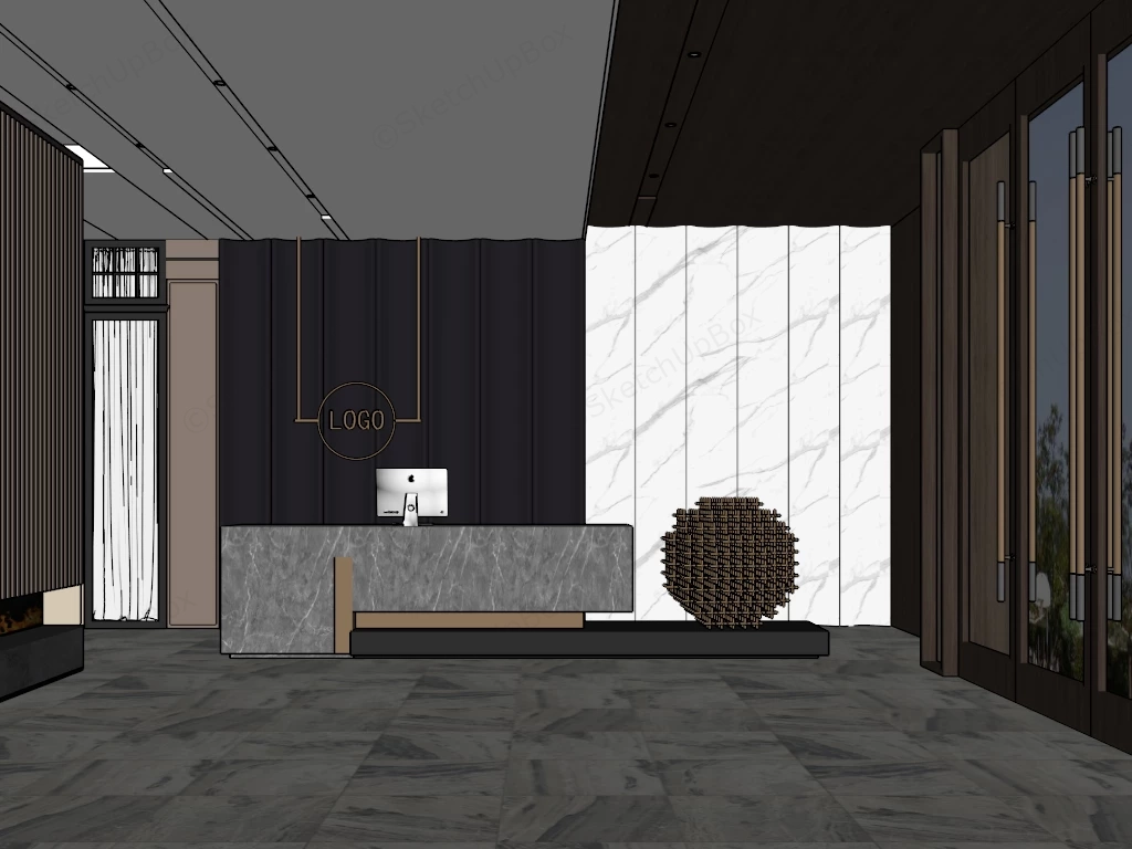 Office Reception Interior Design sketchup model preview - SketchupBox